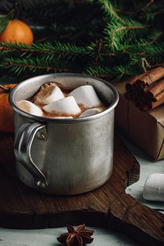 Mug of hot chocolate with marshmallows