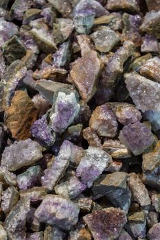 Raw violet amethyst rock with crystal ametist 