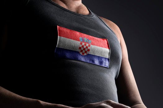 The national flag of Croatia on the athlete's chest