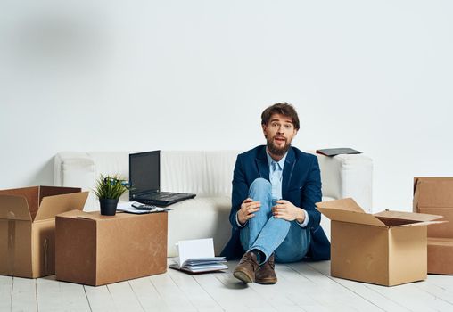 man with boxes packing dismissal job professional