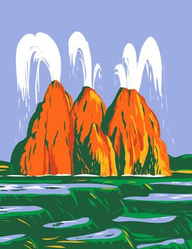 Fly Geyser or Fly Ranch Geyser Located in Black Rock Desert Washoe County Nevada WPA Poster Art