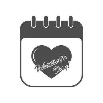 calendar sheet with a heart and the inscription Valentine's Day. Simple vector illustration. Empty outline.
