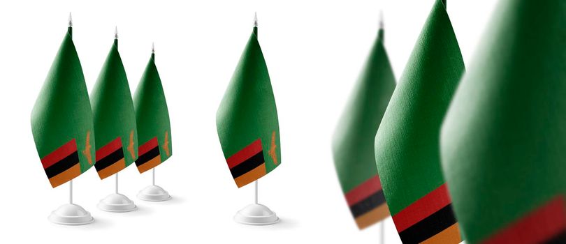 Set of Zambia national flags on a white background