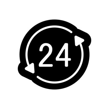 Service twenty four hours vector glyph icon