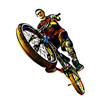 The Jumping Biker Illustration