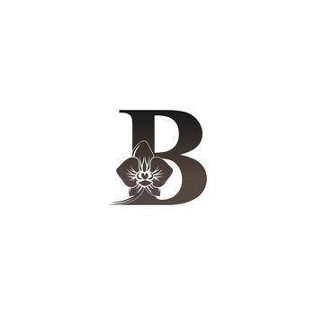 Letter B logo icon with black orchid design vector