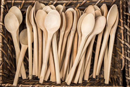 soup spoon or tablespoon made of wood
