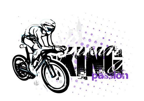 cycling illustration on grungy background