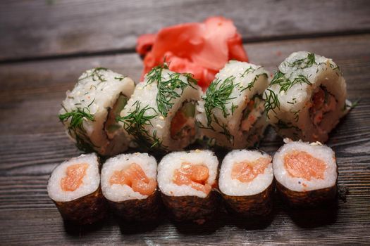 sushi set chopsticks meal japanese food delicacy