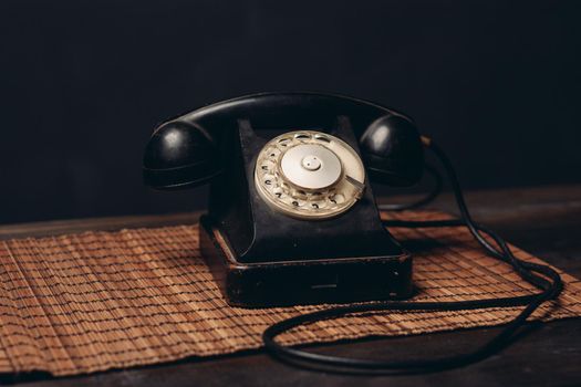 retro telephone office communication technology close-up studio. High quality photo