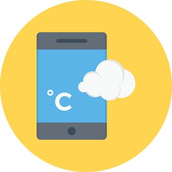 mobile weather Celsius vector flat colour icon