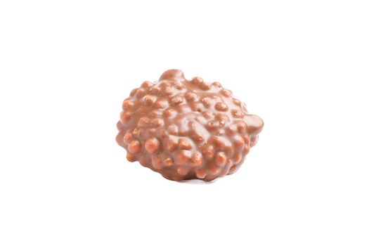 Chocolate cookie with caramel filling isolated on white background