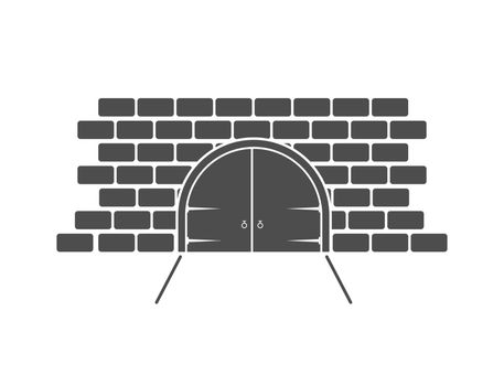 wall with a gate. Vector icon for thematic design