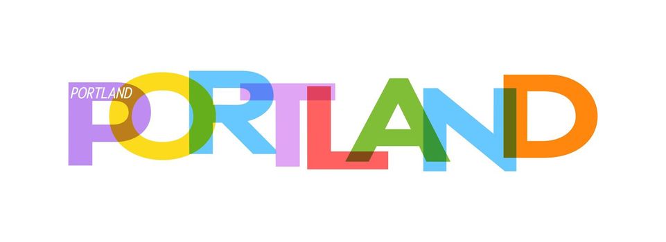 PORTLAND. Lettering on a white background. Vector design template for poster, map, banner