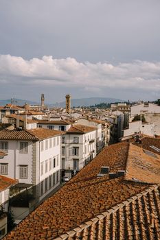 Cityscape view of Florence, Italy, on the dome of the Palazzo Vecchio