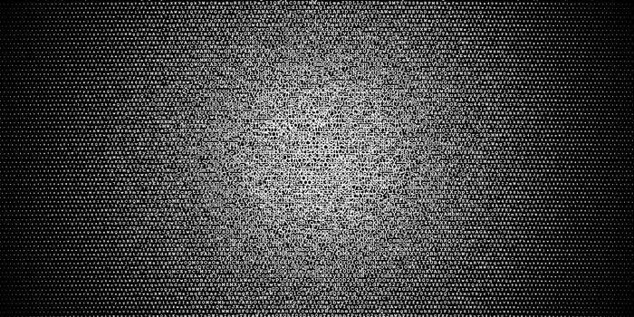 Halftone gradient made of letters and digits