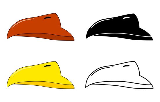 Beak of bird vector set. Illustration isolated on white background. Collection contains silhouette,outline and color drawing.