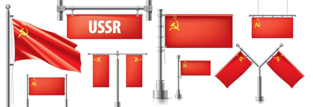 Vector set of the national flag of USSR in various creative designs