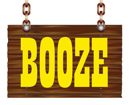 Hanging Wooden Booze Sign