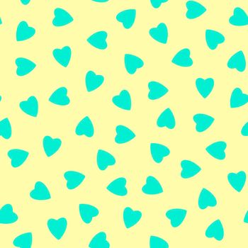 Simple hearts seamless pattern,endless chaotic texture made of tiny heart silhouettes.Valentines,mothers day background.Great for Easter,wedding,scrapbook,gift wrapping paper,textiles.Azure on Ivory