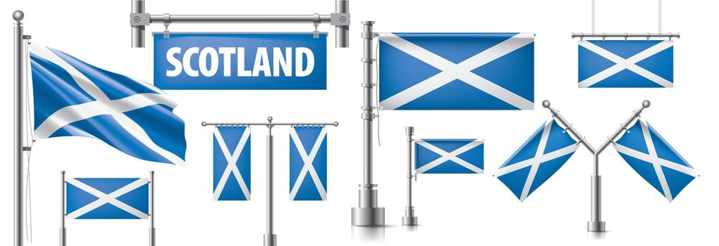 Vector set of the national flag of Scotland in various creative designs