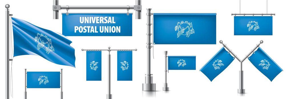 Vector set of the national flag of Semeral Postal Union in various creative designs