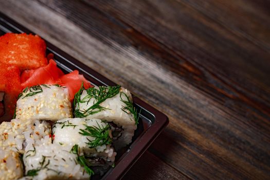 sushi rolls red ginger restaurant delicacy asian cuisine
