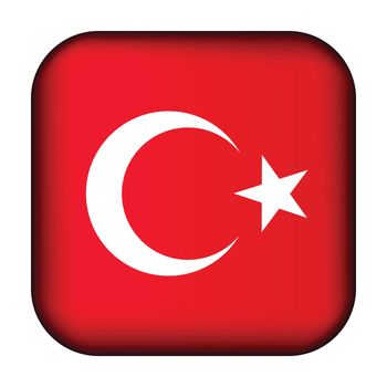Glass light ball with flag of Turkey. Squared template icon. Turkish national symbol. Glossy realistic cube, 3D abstract vector illustration highlighted. Big quadrate, foursquare