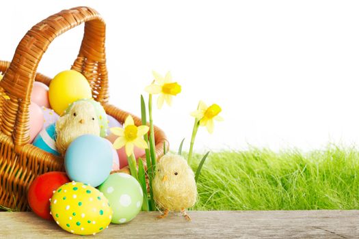Easter basket on meadow