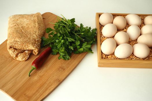 chicken eggs in a package homemade rustic