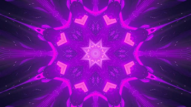 Kaleidoscopic neon ornament 3D illustration