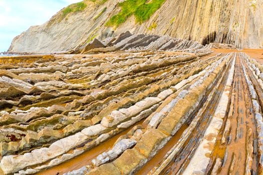 Steeply-tilted Layers of Flysch, Basque Coast UNESCO Global Geopark, Spain