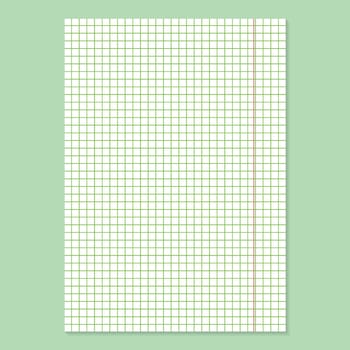 Grid paper. Realistic blank lined paper sheet in A4 format. Squared background with color graph. Geometric pattern for school, wallpaper, textures, notebook. Lined blank on transparent background