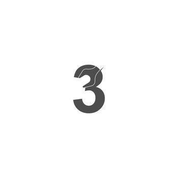 Number 3 logo icon with wrench design vector
