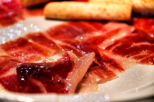 Tasty Iberian ham dish in a bar