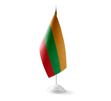 Small national flag of the Lithuania on a white background