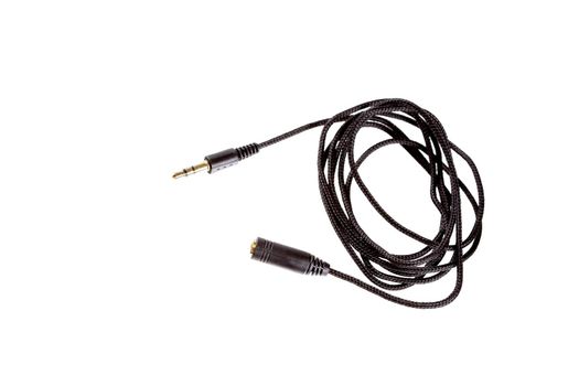 Extension cord and adapter for mobile phone headset for use with computer.