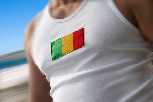 The national flag of Mali on the athlete's chest