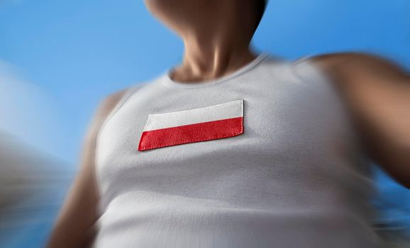The national flag of Poland on the athlete's chest