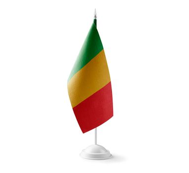 Small national flag of the Mali on a white background