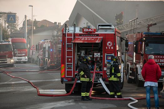 Firefighters emergency city