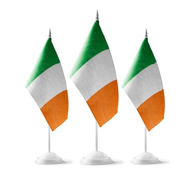 Small national flags of the Ireland on a white background