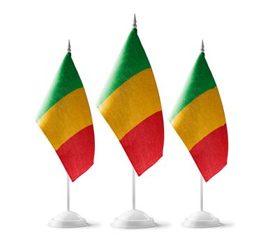 Small national flags of the Mali on a white background