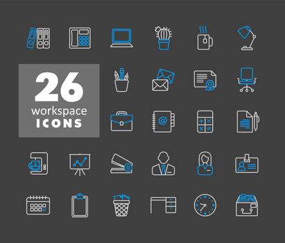 Workspace outline vector icons set. Workspace sign