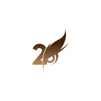Number 2 logo icon combined with owl eyes icon design vector
