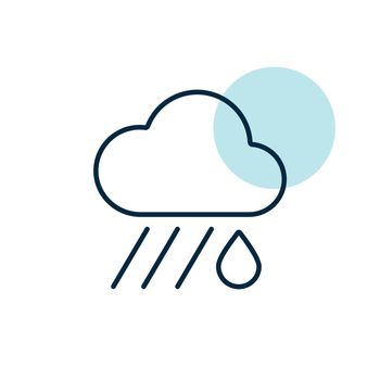 Raincloud with raindrop vector icon. Weather sign