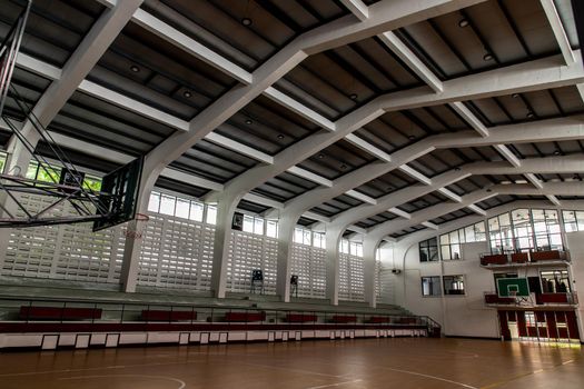 Empty basketball gym. Interior of a basketball hall. 