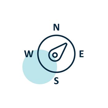 Compass wind rose vector icon. Direction northeast