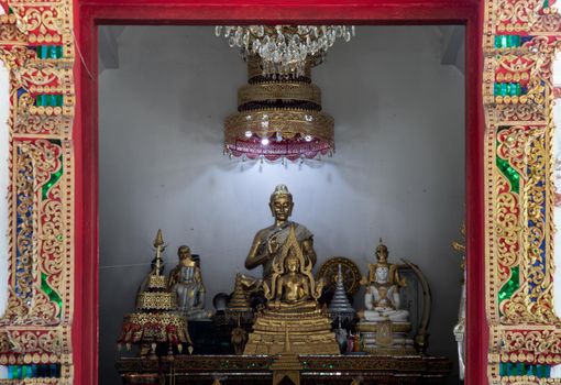 The buddha image in main vihan at Phra That Doi Tung temple (Wat Phra That Doi Tung). 