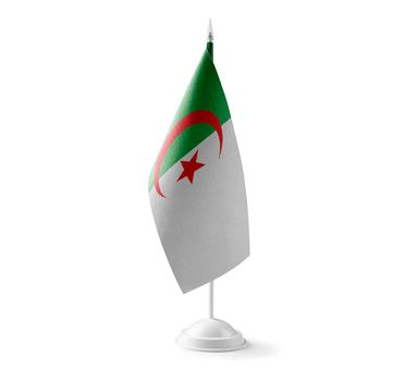 Small national flag of the Algeria on a white background